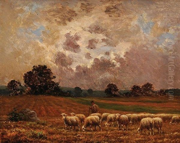 Moutons Aux Paturages Oil Painting by Paul Chaigneau