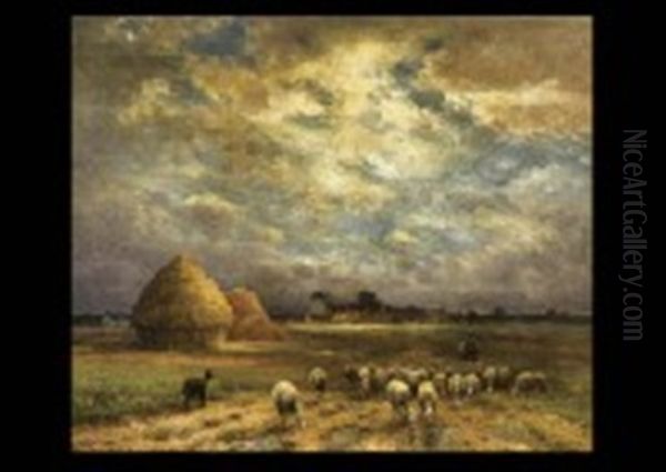 Sheepkeeper Oil Painting by Paul Chaigneau