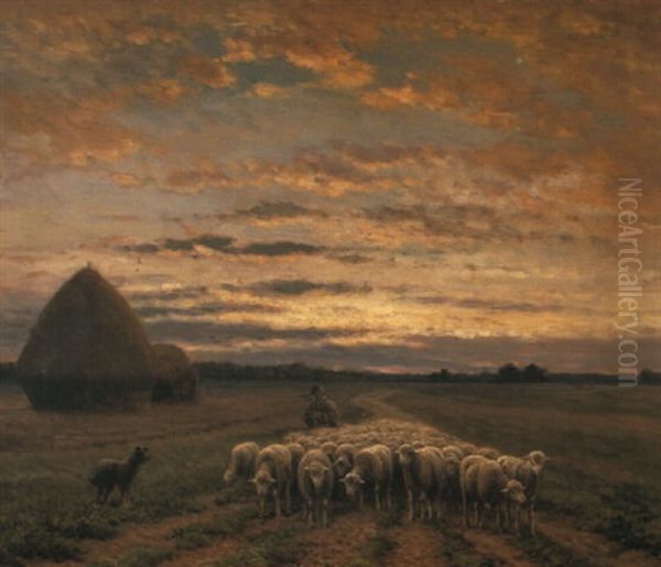 The Return Of The Flock Oil Painting by Paul Chaigneau