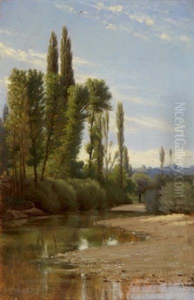 Weite Landschaft (+ Another; Pair) Oil Painting by Achille Chaine