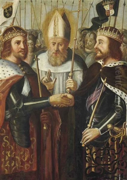 An Alliance Between The King Of England And The King Of France, Possibly Depicting The Treaty Of Picquigny Oil Painting by Jean Chalette