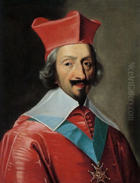 Portrait Of Cardinal Richelieu Wearing The Order Of The Saint-esprit Oil Painting by Jean Chalette