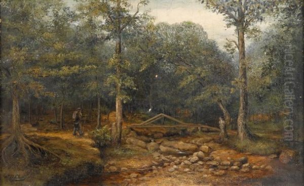 Traveler In A Wood Oil Painting by Jefferson David Chalfant