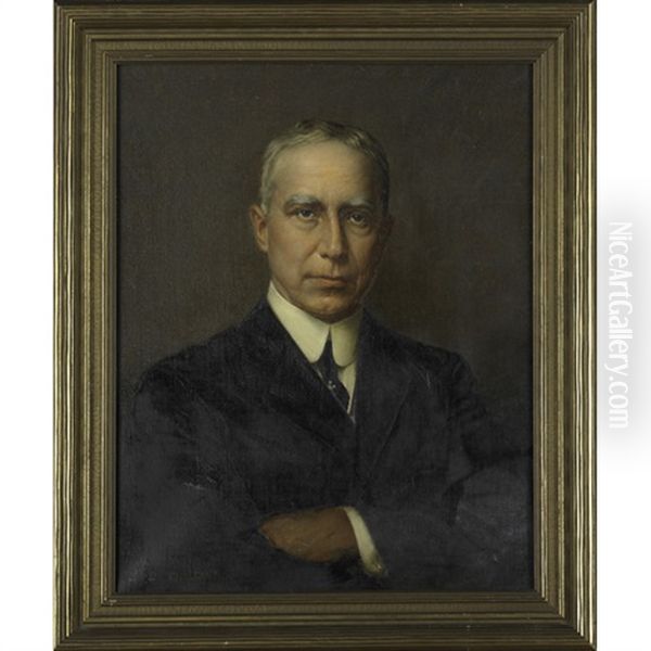 Portrait, George F. Pfahler, M.d. Oil Painting by Jefferson David Chalfant