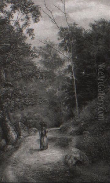 View Along The Brandywine: Woman Carrying Wood by Jefferson David Chalfant