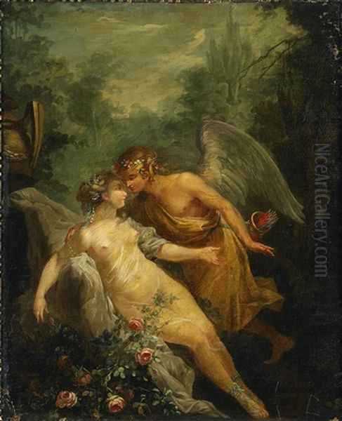 Venus Och Amor Oil Painting by Charles Michel-Ange Challes