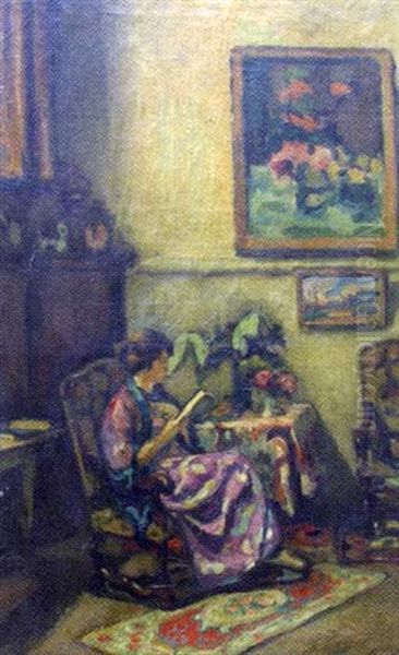 Femme A La Lecture Oil Painting by Jean-Laurent Challie