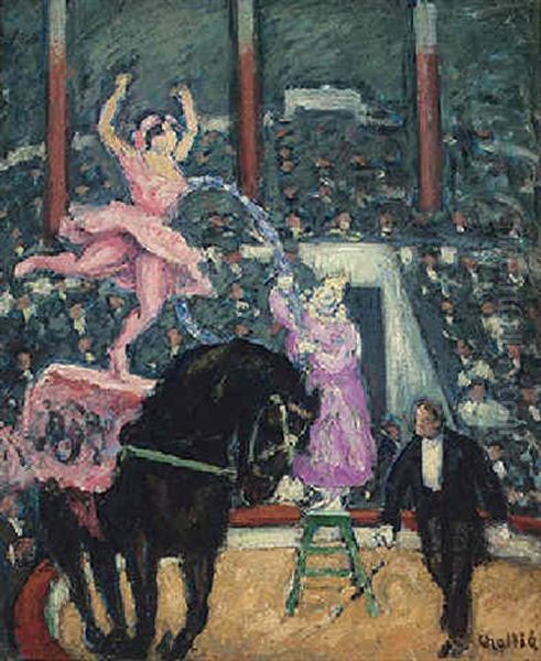 L'ecuyere Du Cirque Medrano Oil Painting by Jean-Laurent Challie