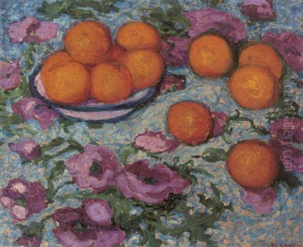 Les Oranges Oil Painting by Jean-Laurent Challie