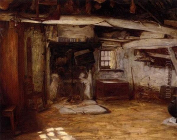 A Croft Interior, A Study For The Legend Oil Painting by George Paul Chalmers