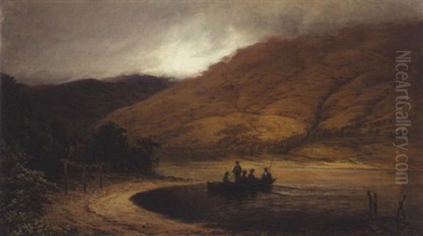 Anglers On A Loch Oil Painting by George Paul Chalmers