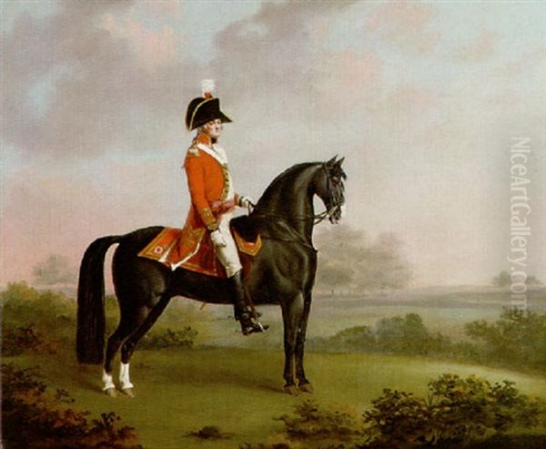 An Officer Of The First Guard On Horseback In A Wooded Landscape Oil Painting by Henry Bernard Chalon