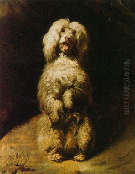 A Poodle Begging Oil Painting by Henry Bernard Chalon