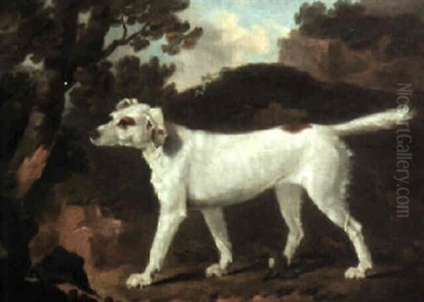 A Favorite Hound In A Landscape Oil Painting by Henry Bernard Chalon