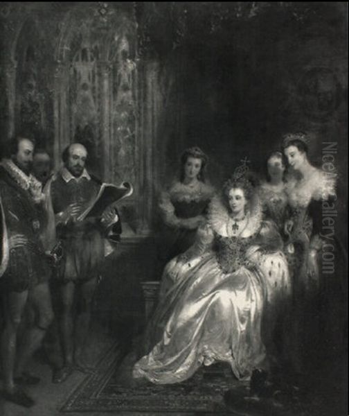 Shakespeare Reading To Queen Elizabeth Oil Painting by John James Chalon