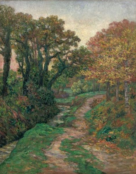 Petit Ruisseau Pres De Pont-aven Oil Painting by Ernest Ponthier De Chamaillard