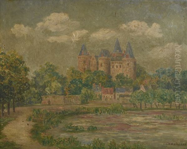 Chateau Aux Trois Tours Oil Painting by Ernest Ponthier De Chamaillard