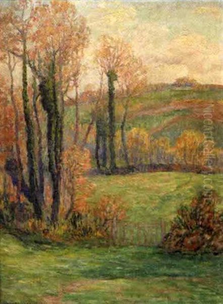 Paysage Automnal A La Barriere Oil Painting by Ernest Ponthier De Chamaillard