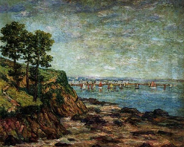 Le Port De Douarnenez Vu Des Plomarc'h Oil Painting by Ernest Ponthier De Chamaillard