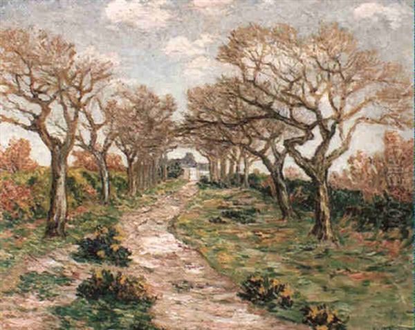 L'allee Sous Les Arbres Oil Painting by Ernest Ponthier De Chamaillard