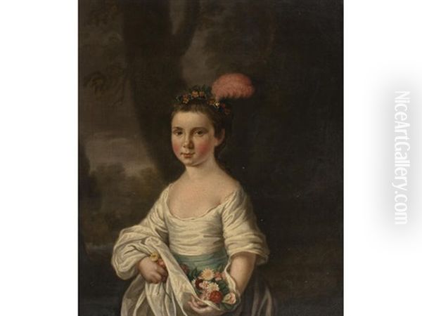 Portrait Of A Young Girl With Flowers by Mason Chamberlin