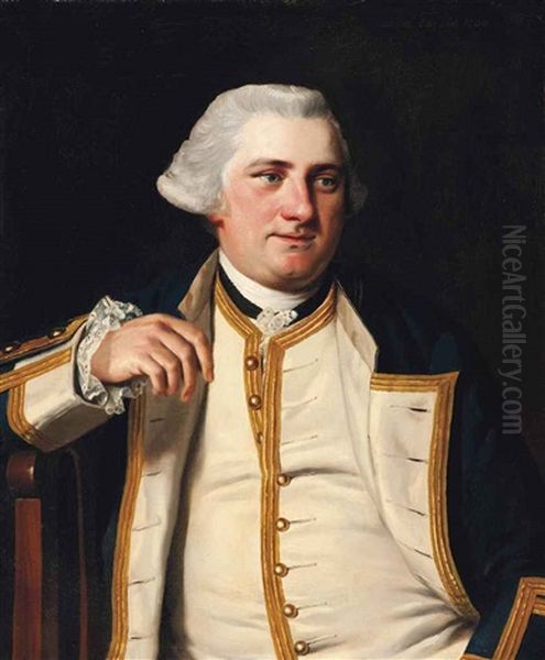 Portrait Of Commodore Bankes, Half-length, Seated In Captain's Full Dress Uniform Oil Painting by Mason Chamberlin