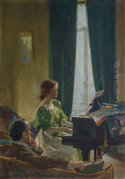 The Piano Lesson Oil Painting by Charles Edward Chambers