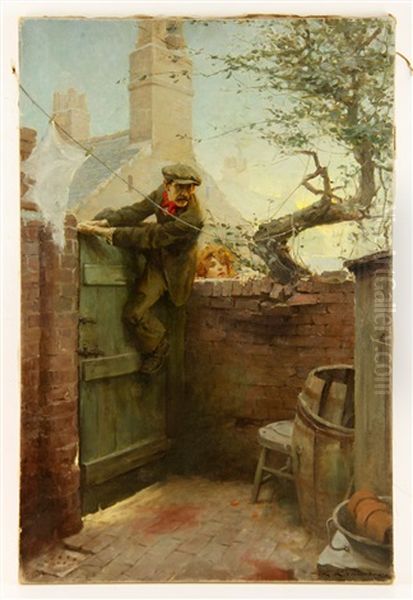 Fence Hoppers Oil Painting by Charles Edward Chambers