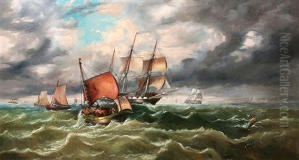 Schiffsverkehr Vor Der Kuste Von Dover Oil Painting by George William Crawford Chambers