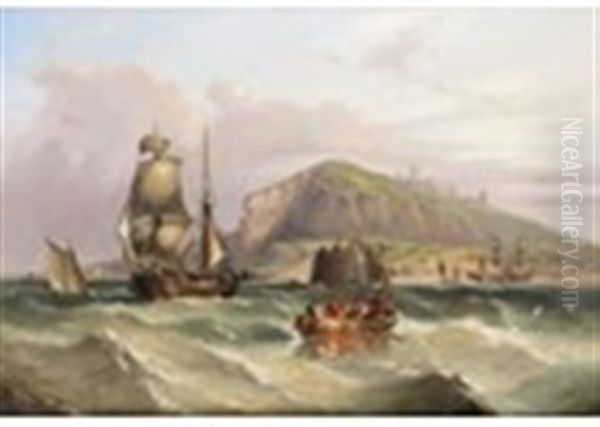 Shipping Off Whitby Oil Painting by George William Crawford Chambers