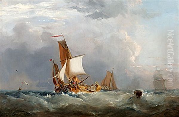 Fiskeskutor Oil Painting by George William Crawford Chambers