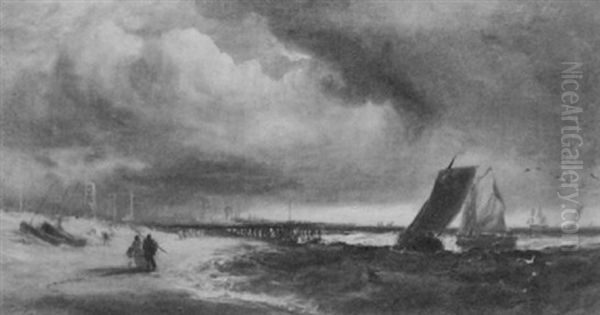 The Wreckers Towers, Yarmouth Oil Painting by George William Crawford Chambers