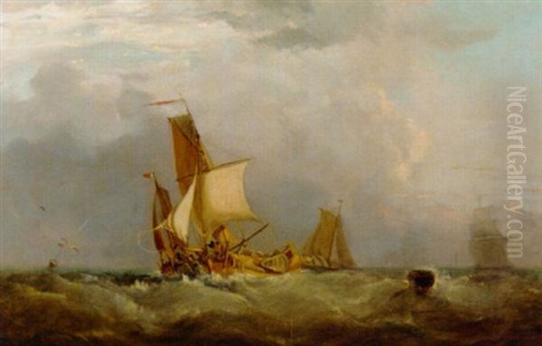 Dutch Barges At The Bouy by George William Crawford Chambers