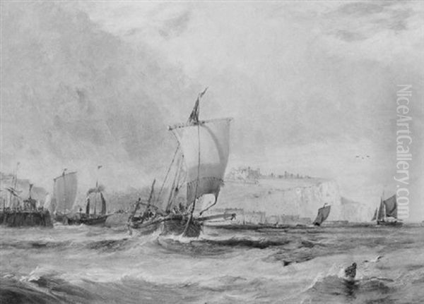 Shipping Off Dover Harbour Oil Painting by George William Crawford Chambers