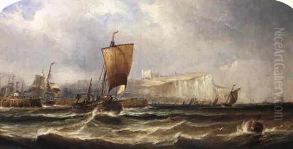 Shipping Off Dover Oil Painting by George William Crawford Chambers