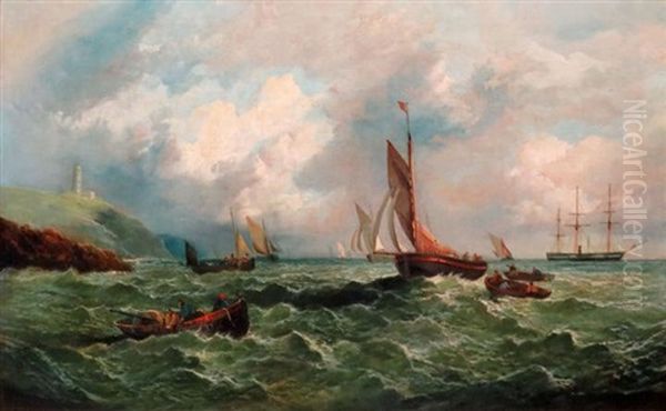 Shipping In Rough Seas Oil Painting by Sir George Chambers