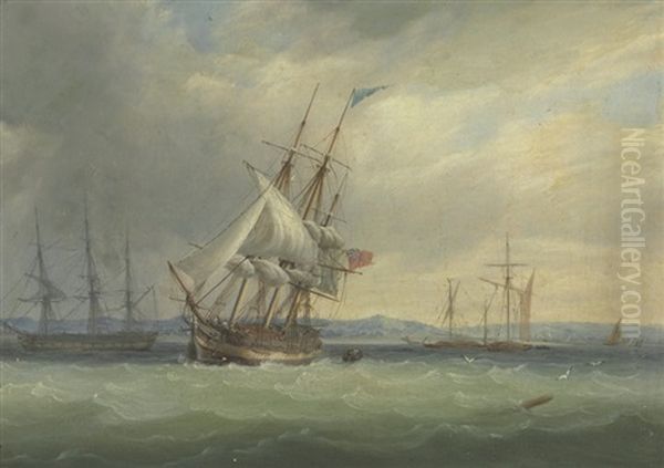 Congested Waters Off A Coast Oil Painting by Sir George Chambers