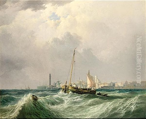 A Barge Off Margate Oil Painting by Sir George Chambers