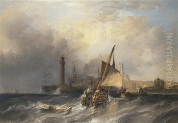 Congestion At The Harbor Mouth, Margate Oil Painting by Sir George Chambers