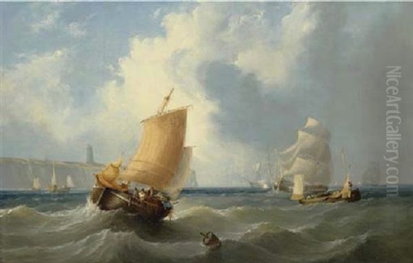 Shipping Off The South Coast Oil Painting by Sir George Chambers