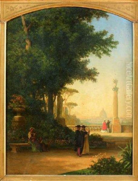 Vue De La Basilique Saint Pierre Depuis Le Pincio A Rome Oil Painting by Auguste-Paul-Charles Anastasi