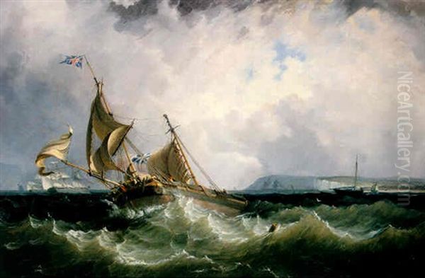 Rough Seas Off The North Foreland Oil Painting by Sir George Chambers