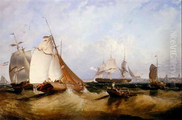 A Fresh Breeze - Portsmouth In The Distance Oil Painting by Sir George Chambers