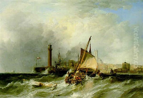 Margate, Shipping Scene In A Stiff Breeze Oil Painting by Sir George Chambers