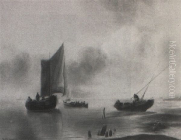 Calm On The Scheldt Oil Painting by Sir George Chambers