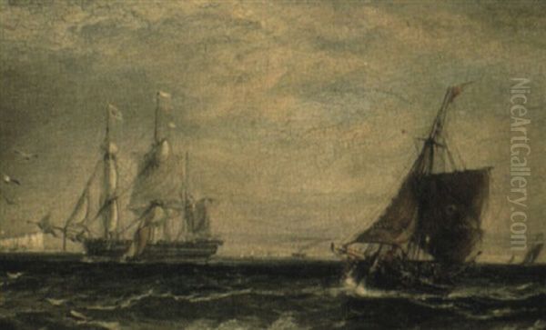 Fishing Boats Returning To Dover Oil Painting by Sir George Chambers