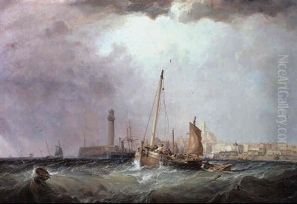 Securing To A Mooring Off Margate Oil Painting by Sir George Chambers