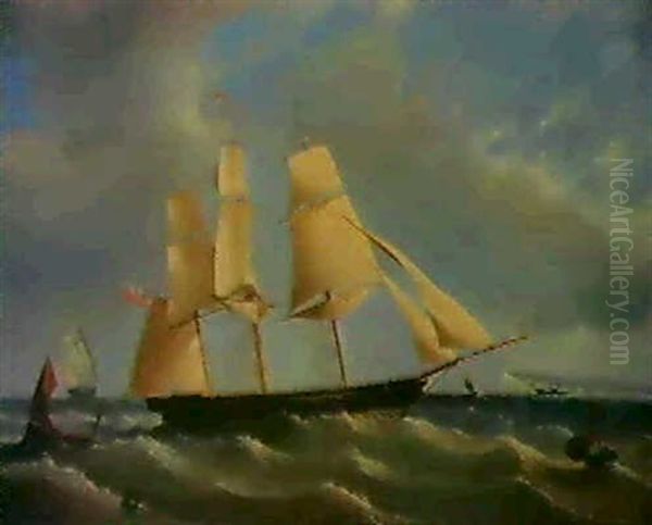 Navire A Trois Mats Oil Painting by Sir George Chambers