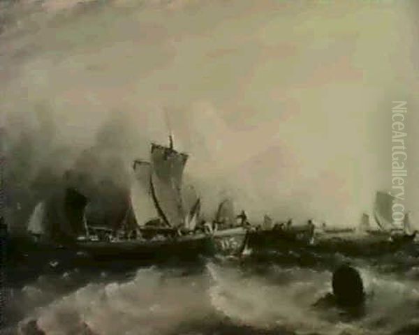 Hauling In The Nets Oil Painting by Sir George Chambers