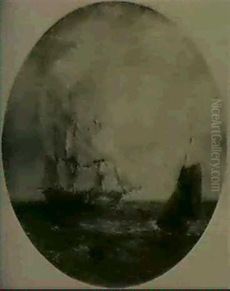 A Ship Wreck; Hove To Oil Painting by Sir George Chambers